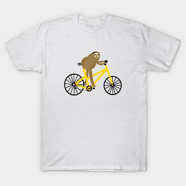 Sloth On A Yellow Bicycle T-Shirt by CatGirl101